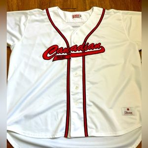 Rare I am Canadian Mens XL Molson white short sleeve jersey button down